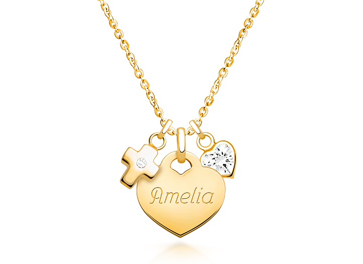 Engraved children charms pendant necklace clearance