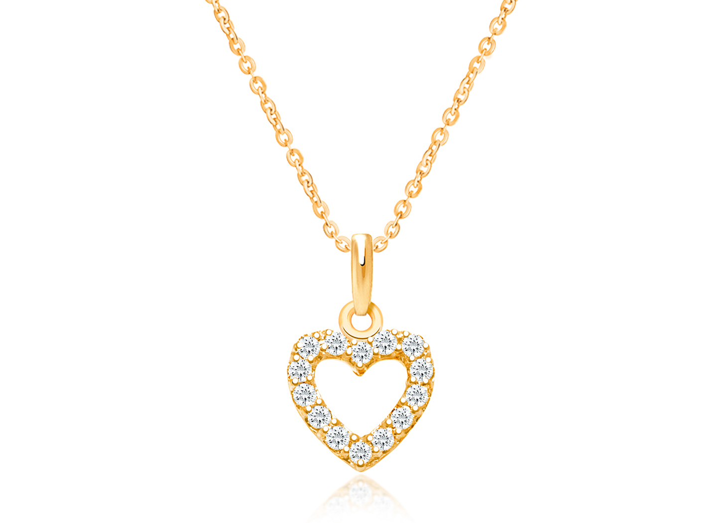 Pure Splendor Heart with Genuine Diamonds Children s Necklace for Girls 14K Gold