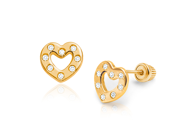 Return to Me Love Heart Teen s Earrings Screw Back 14K Gold