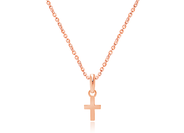 Teeny Tiny Cross Teen s Necklace for Girls 14K Rose Gold