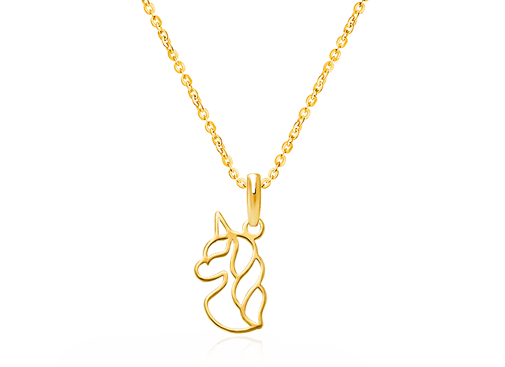 Unicorn Dreams Children s Necklace for Girls 14K Gold