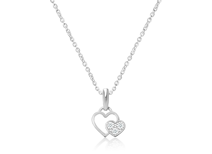 Better Together, Pavé CZ Heart Mother's Necklace for Women - 14K White Gold