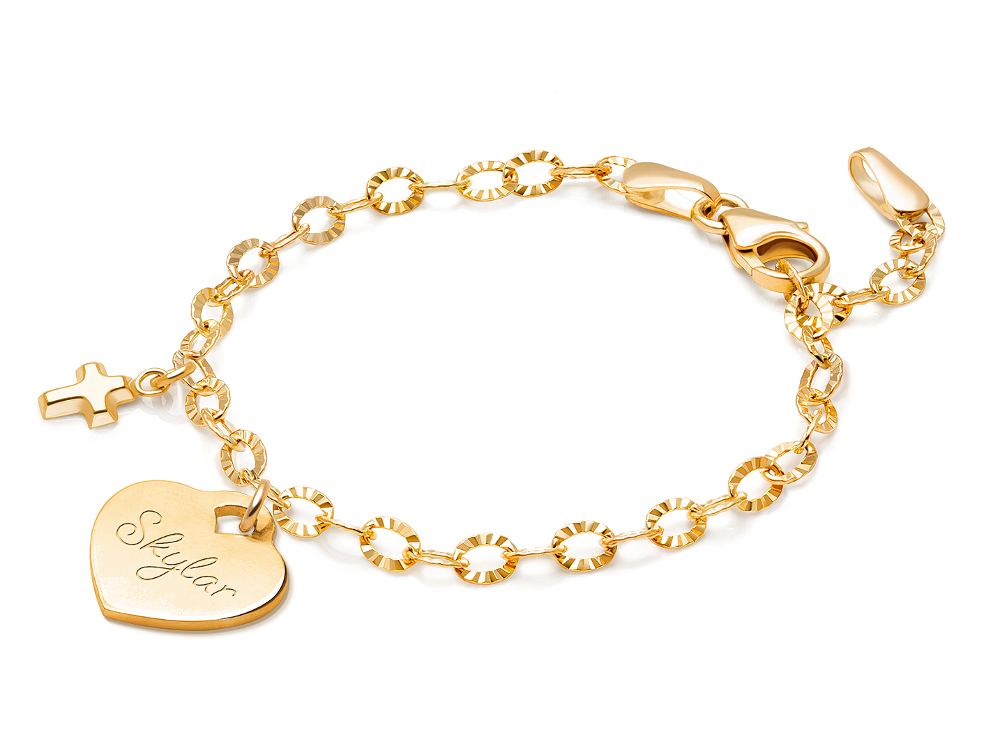 14K Gold Charm Bracelet Design Your Own Christening Baptism Baby Children s Link Chain Bracelet for Girls Tiny Blessings