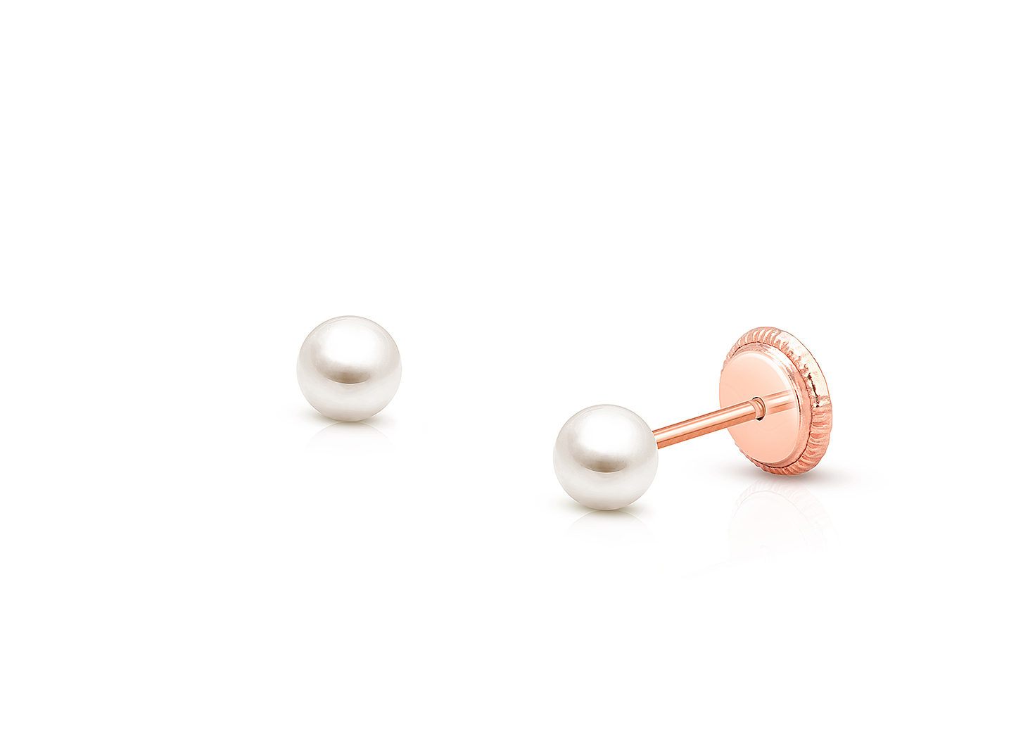 Rose gold pearl studs clearance