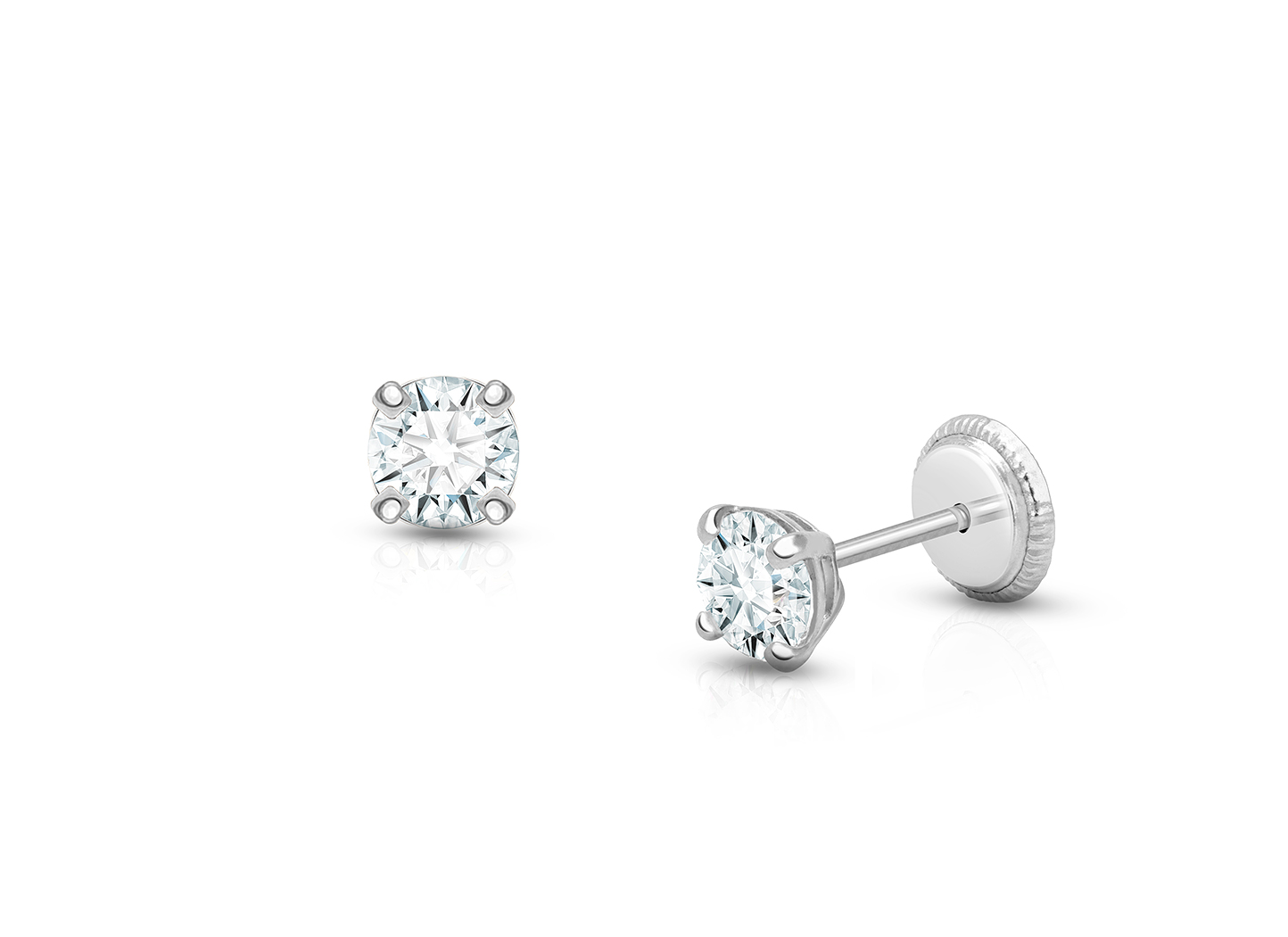 April Birthstone Studs 4mm Swarovski Crystal Teen s Earrings Screw Back 14K White Gold