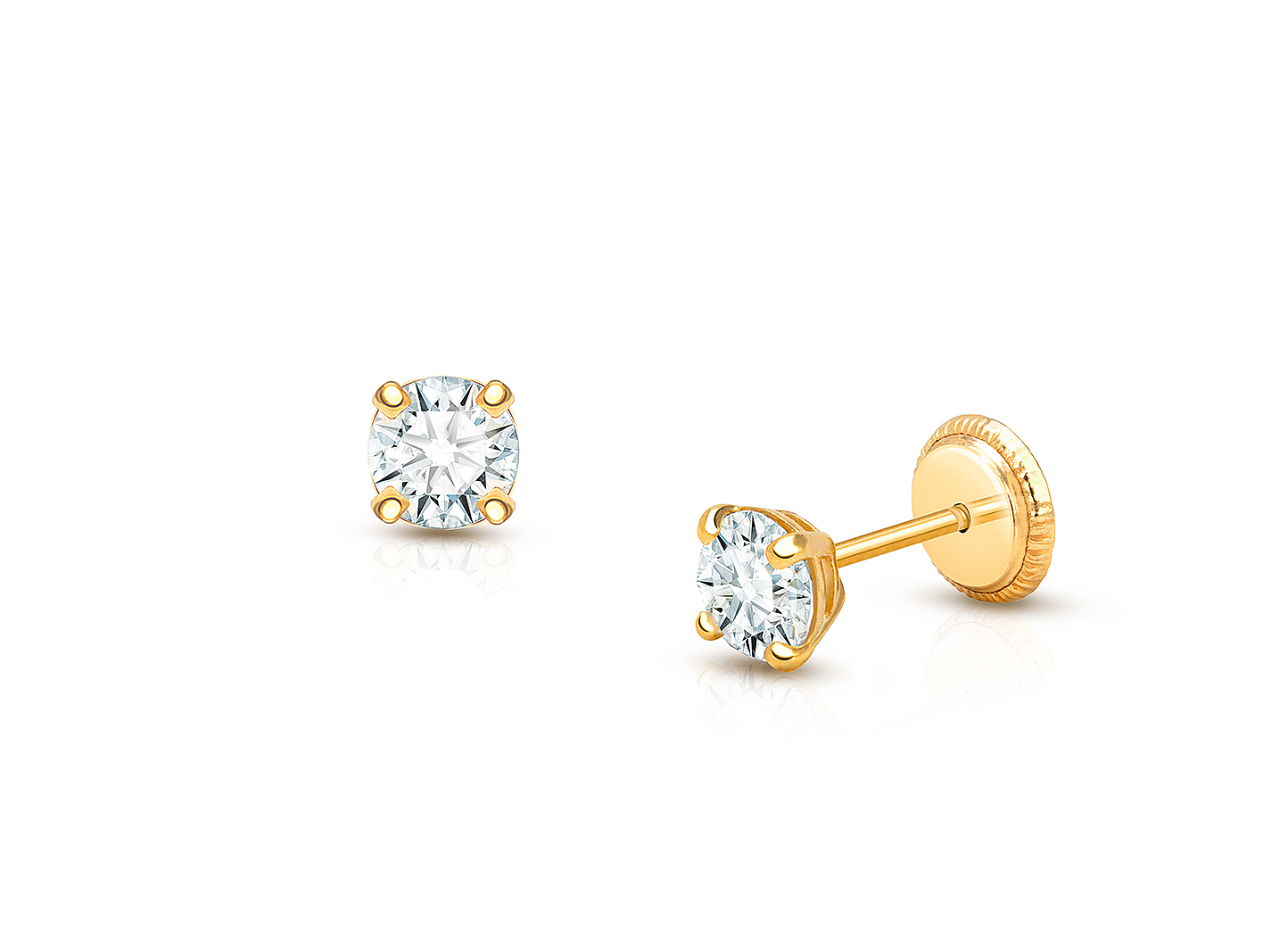 April Birthstone Studs 4mm Swarovski Crystal Teen s Earrings Screw Back 14K Gold