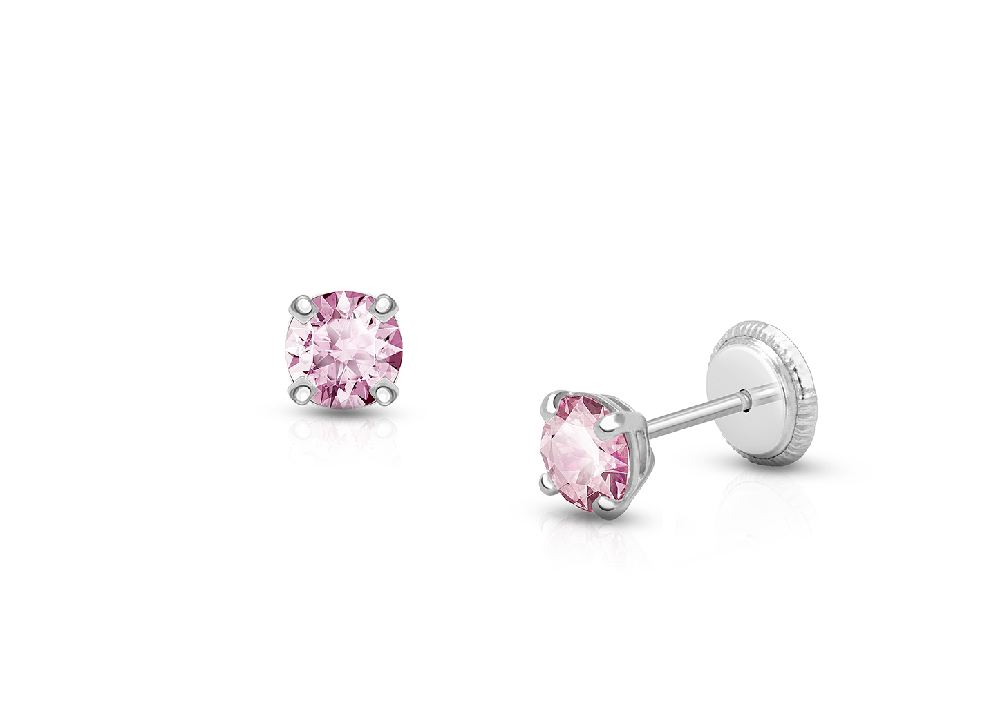 June Birthstone Studs 4mm Swarovski Crystal Baby Children s Earrings Screw Back 14K White Gold
