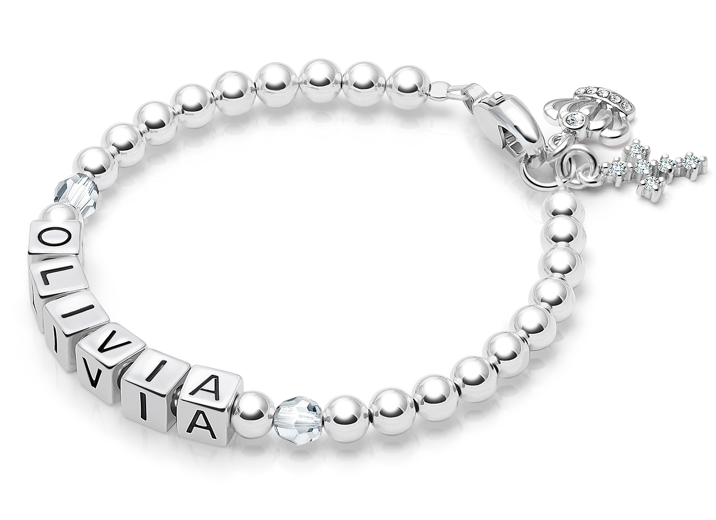 Tiny Blessings Birthstone Baptism Christening Baby Children s Name Bracelet for Girls Sterling Silver Children s Fine Jewelry Tiny Blessings