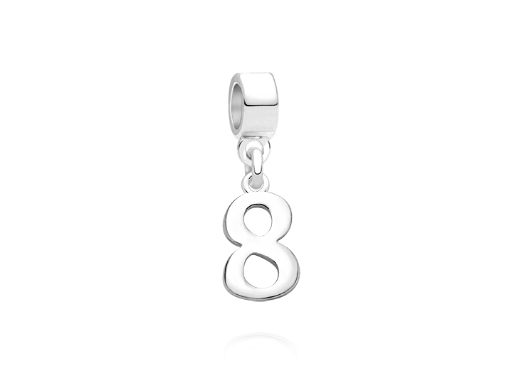 Number 8 Sterling Silver Charm