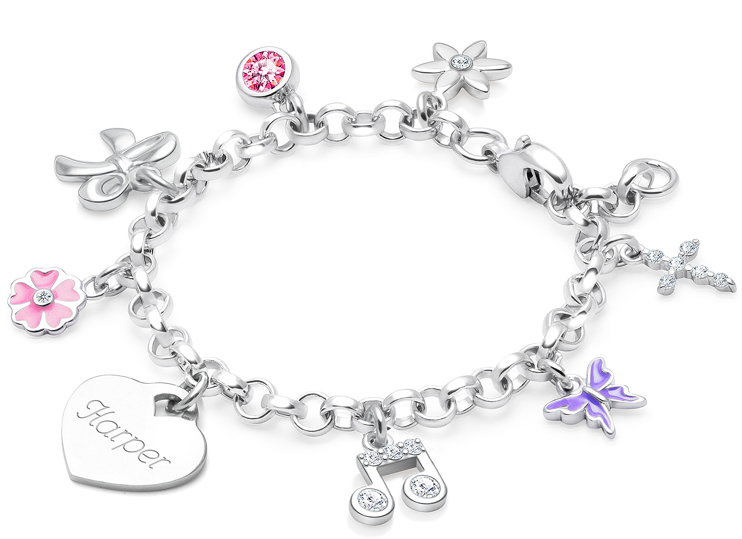 Design Your Own Baby Children s Classic Charm Bracelet for Girls Includes Engraved Charm Sterling Silver Tiny Blessings