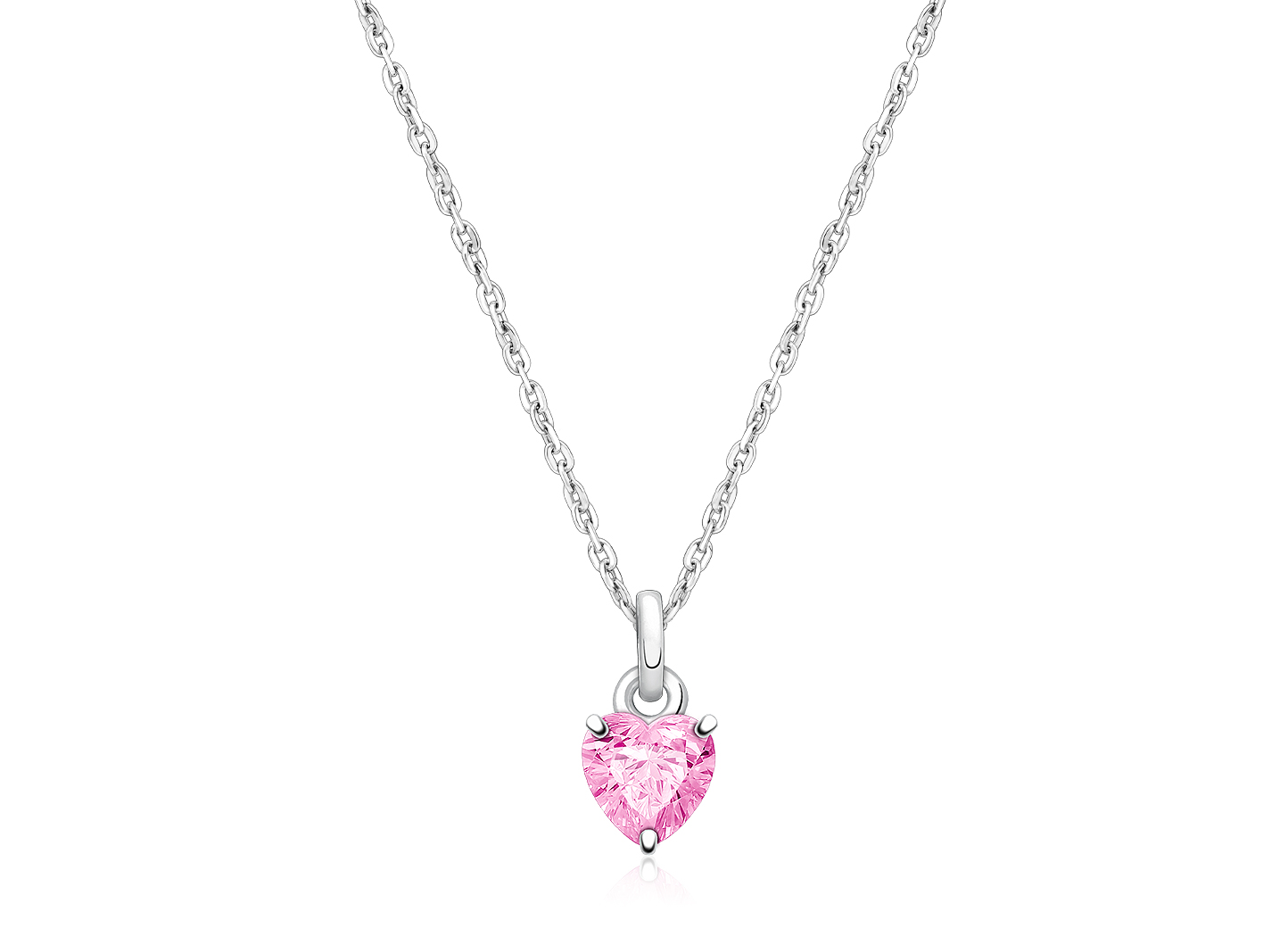Gia Little Love Pink CZ Heart Children s Necklace for Girls Sterling Silver