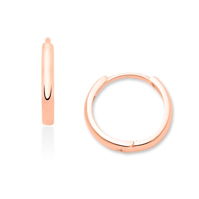 11mm Huggie Hoop, Christening/Baptism Baby/Children&#039;s Earrings - 14K Rose Gold