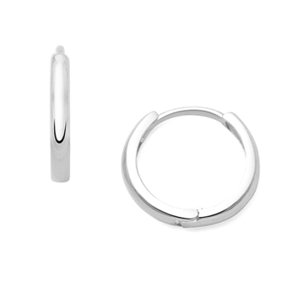 13mm Hoop, Christening/Baptism Baby/Children&#039;s Earrings - 14K White Gold