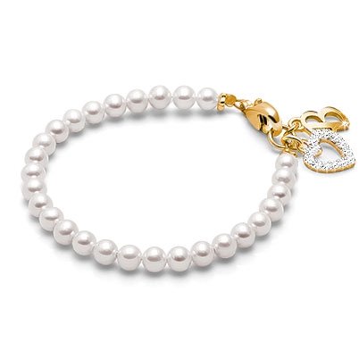 4mm Cultured Pearls Baby/Children&#039;s Beaded Bracelet - 14K Gold