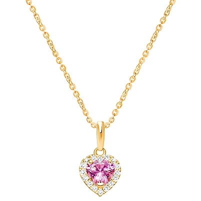 Gold Pink heart stone pendant