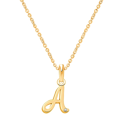 14K Gold Initial with Genuine Diamond, Personalized Children&#039;s Necklace for Girls - 14K Gold