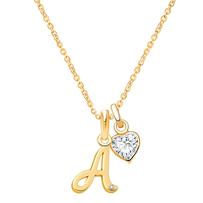 14K Gold Initial with Genuine Diamond &quot;Design Your Own&quot; Personalized Children&#039;s Necklace for Girls - 14K Gold