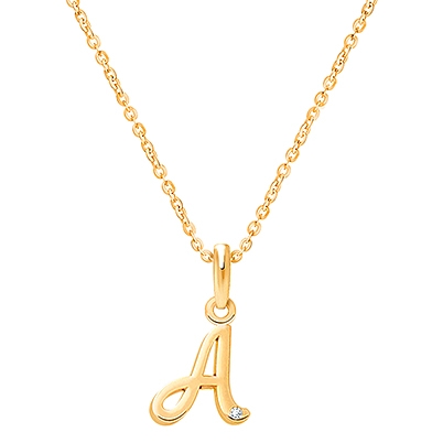 14K Gold Initial with Genuine Diamond, Personalized Mother&#039;s Necklace for Women - 14K Gold