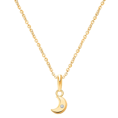 Little Moon, Clear CZ Teen&#039;s Necklace for Girls - 14K Gold