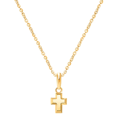 Simple Cross, Teeny Tiny Children&#039;s Necklace for Girls - 14K Gold