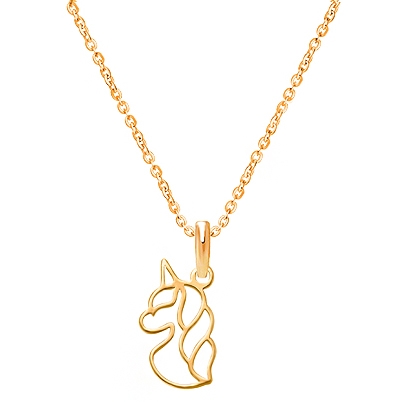 Unicorn Dreams, Children&#039;s Necklace for Girls - 14K Gold