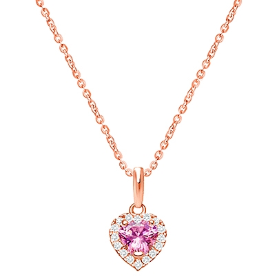 Blissful Heart, Halo Necklace, Children&#039;s Necklace (Includes Chain) - 14K Rose Gold