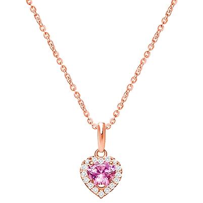 Blissful Heart, Halo Necklace, Children&#039;s Necklace (Includes Chain) - 14K Rose Gold