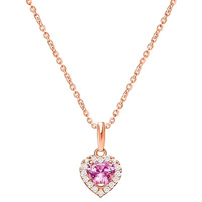 Blissful Heart, Halo Necklace, Teen&#039;s Necklace (Includes Chain) - 14K Rose Gold