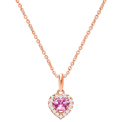 Blissful Heart, Halo Necklace, Teen&#039;s Necklace (Includes Chain) - 14K Rose Gold