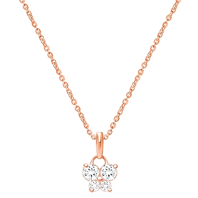 Butterfly Light, Pavé CZ Children&#039;s Necklace for Girls - 14K Rose Gold