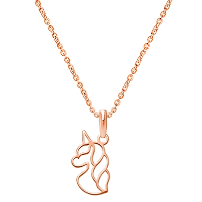 Unicorn Dreams, Children&#039;s Necklace for Girls - 14K Rose Gold