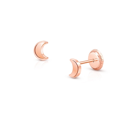 Moonlight Studs, Mother&#039;s Earrings, Screw Back - 14K Rose Gold