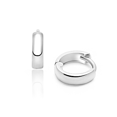 9mm Tiny Wide Huggie Hoop, Baby/Children&#039;s Earrings - 14K White Gold