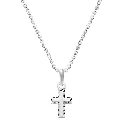Beautifully Beveled, Cross Mother&#039;s Necklace (Includes Chain) - 14K White Gold