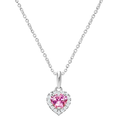Blissful Heart, Halo Necklace, Mother&#039;s Necklace (Includes Chain) - 14K White Gold