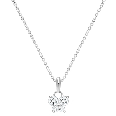 Butterfly Light, Pavé CZ Children&#039;s Necklace for Girls - 14K White Gold