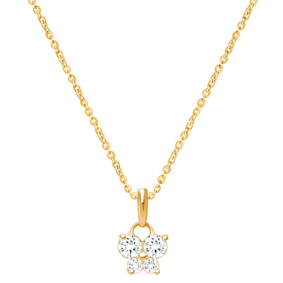 Butterfly Light, Pavé CZ Children&#039;s Necklace for Girls - 14K Gold