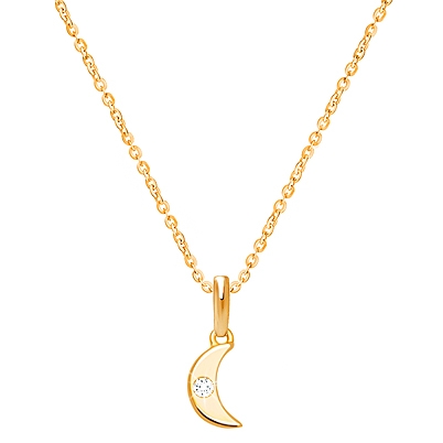 Over the Moon, Teeny Tiny Children&#039;s Necklace with Genuine Diamond (Includes Chain) - 14K Gold