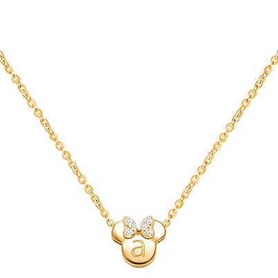 Mini Sliding Miss Mouse Necklace for Teens (Includes Chain &amp; FREE Engraving) - 14K Gold