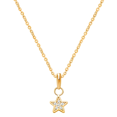 Starlight, Pavé CZ Star, Children&#039;s Necklace for Girls - 14K Gold