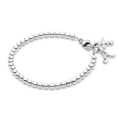 Sterling Silver Baby 2 Heart Bangle Bracelet by Krysaliis