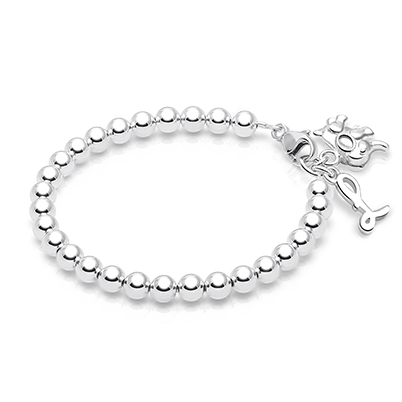 4mm Tiny Blessings Beads, Baby/Children&#039;s Beaded Bracelet for Girls - Sterling Silver