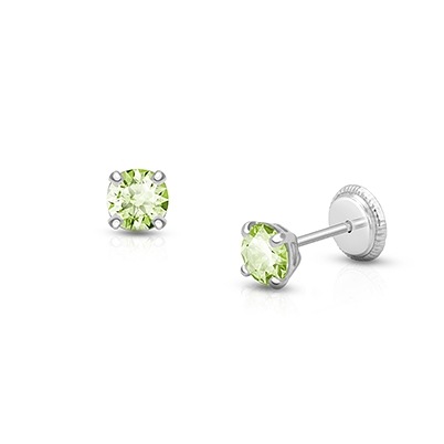 August Birthstone Studs, 4mm Swarovski® Crystal Mother&#039;s Earrings, Screw Back - 14K White Gold