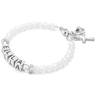 4mm crystal name bracelet white opal 402n b