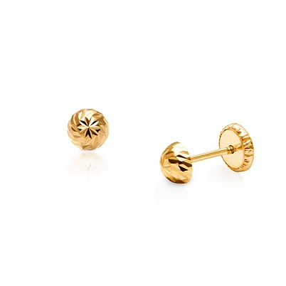 14k Yellow Gold Little 5mm Cubic Zirconia Star Screw Back Earrings Toddler  Girls - Shiny Star Earrings with Safety Screw Back Locking for Infants 