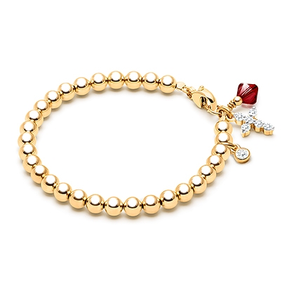 4mm Tiny Blessings Beads, Christening/Baptism Baby/Children&#039;s Beaded Bracelet for Boys - 14K Gold 