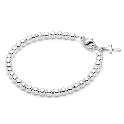 4mm Tiny Blessings Beads, Communion Beaded Bracelet for Boys - Sterling Silver