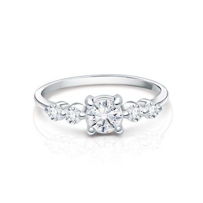 Signature 5 Stone, Clear CZ Children&#039;s Ring For Girls - Sterling Silver