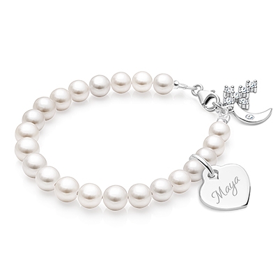 Girl&#039;s Personalized Pearl Bracelet for Kids