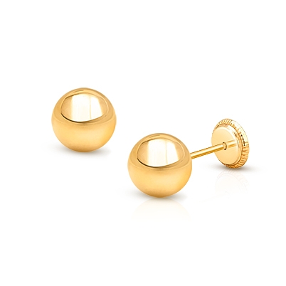 6mm Classic Round Studs, Mother&#039;s Earrings, Screw Back - 14K Gold